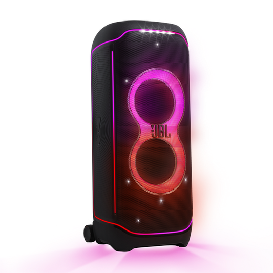JBL Partybox Ultimate - Multi Purpose Party Speaker, with Wi-fi & Bluetooth Connectivity, Wireless, Lightshow, IPx4 Slashproof, Dual Mic & Guitar Inputs, Handle & Sturdy Wheels, Black